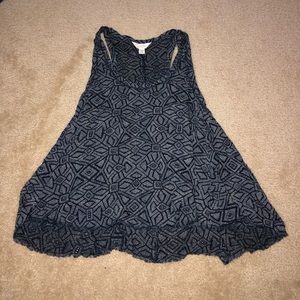 blue rough cut hem tank top